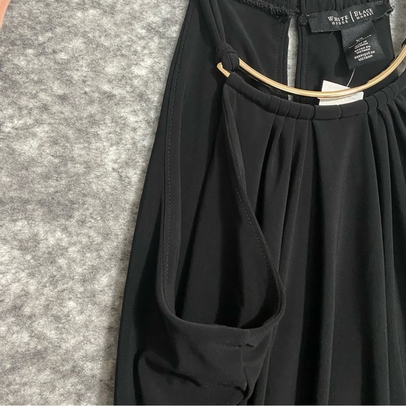 White House Black Market Halter Date Top Black Strappy Gold Accents XS Sexy - Picture 8 of 16